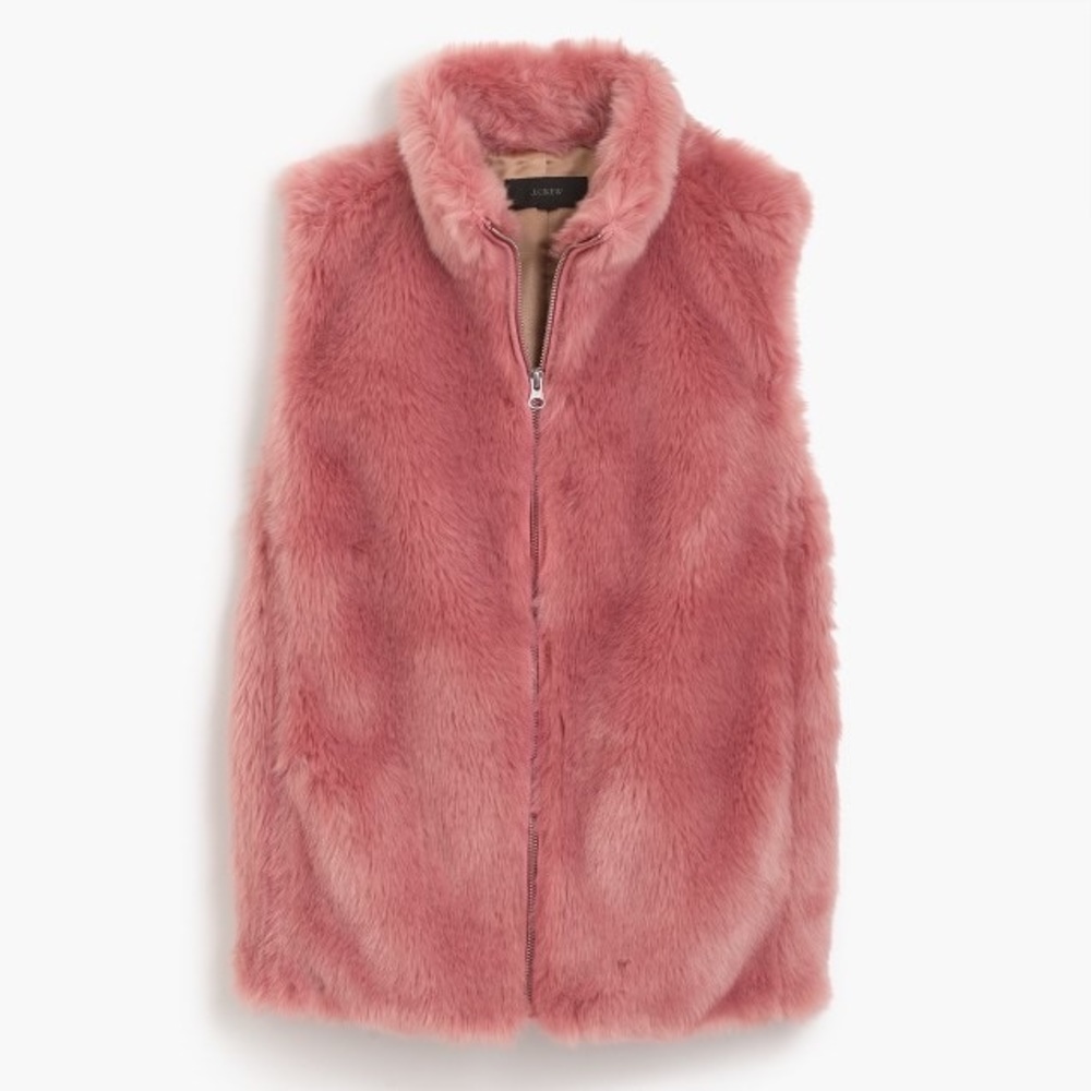 JCrew Pink Faux Fur Vest